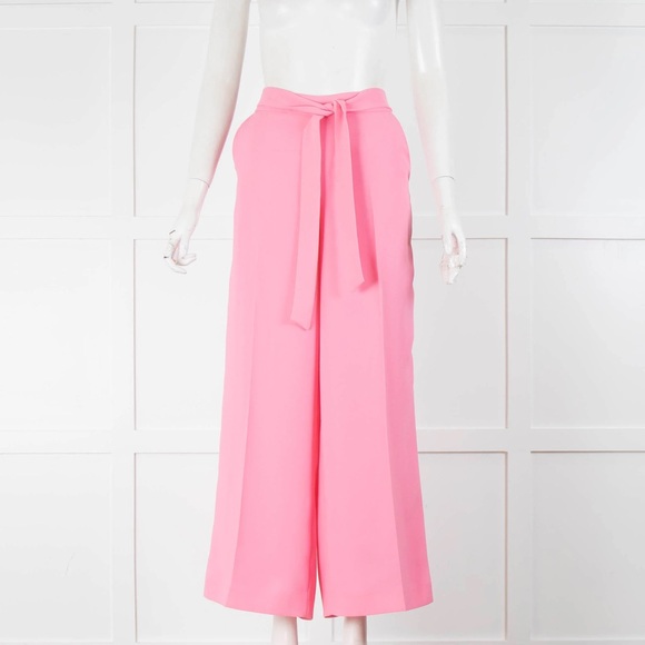 me + em Pants - Me + Em Pink Wide Leg Waist Tie Trousers